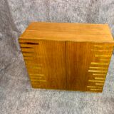 Natural wood and brass sideboard, twenty-first century