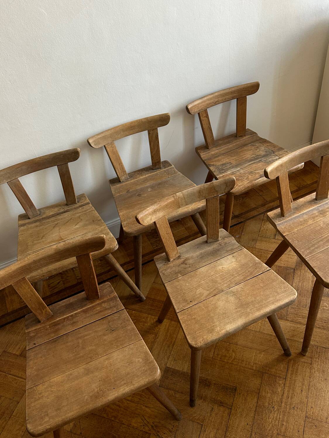 Set of 6 primitive folk art chairs
