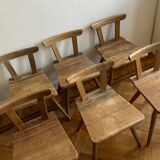 Set of 6 primitive folk art chairs