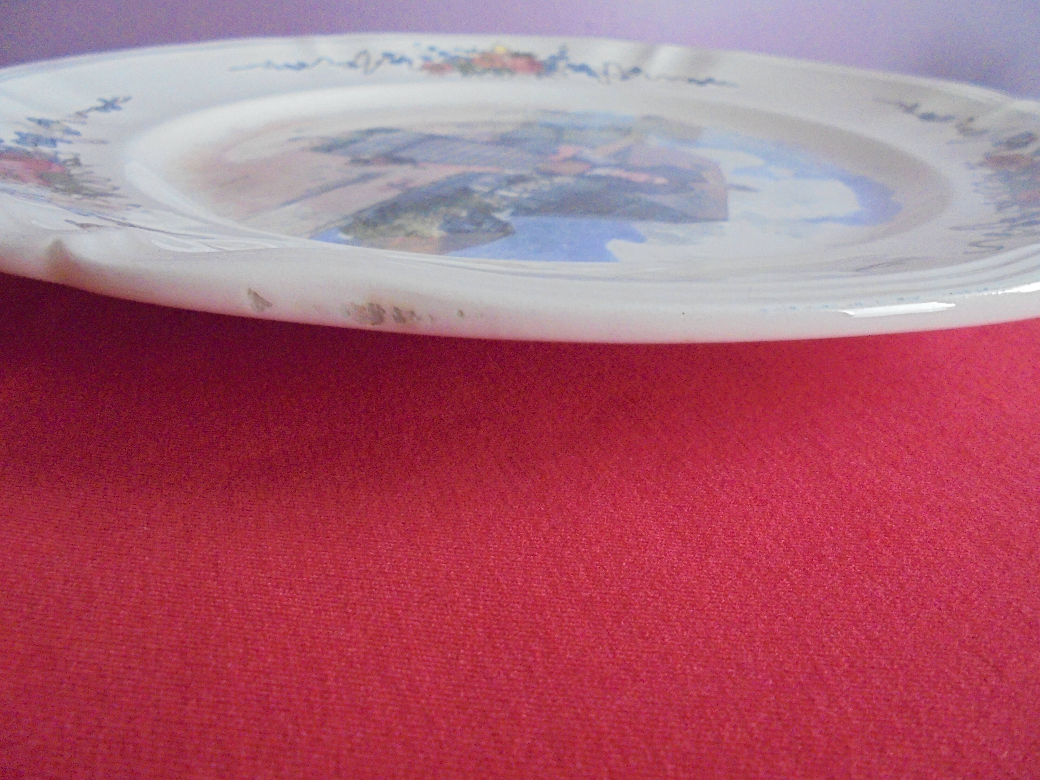Round serving plate No. 1 Obernai Faïence Sarreguemines diameter 31.5 cm