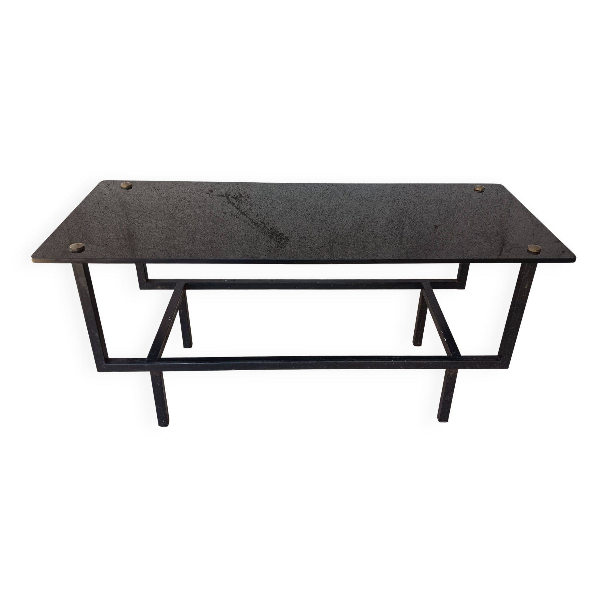 1950s metal and glass coffee table