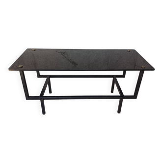 1950s metal and glass coffee table