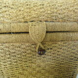 Corsair-style trunk with rounded woven wicker lid, 2 handles - Vintage