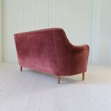 "Samsas" canapé in rare velvet by Carl Malmsten from the mid-century, Sweden, 1960s.