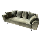 2 Kaufman 3-seater sofas in green velvet by NV Gallery