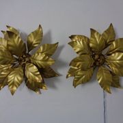 Golden Flower Shape Flushmounts by Hans Kögl, 1970s, Set of 2