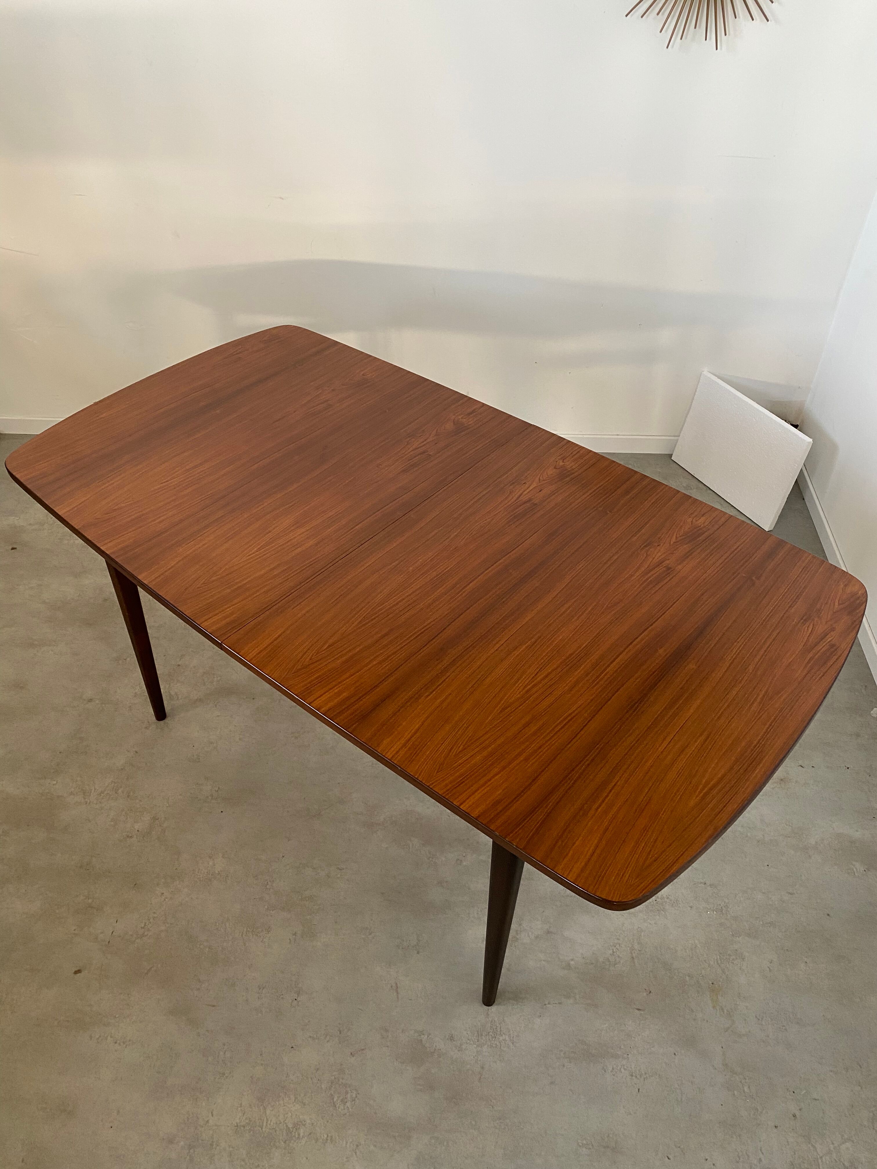 Table and 6 chairs teak wood Scandinavian design 60s vintage