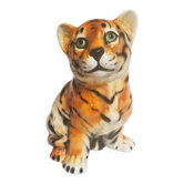 Sculpture animalière vintage en céramique italienne représentant un tigreau
