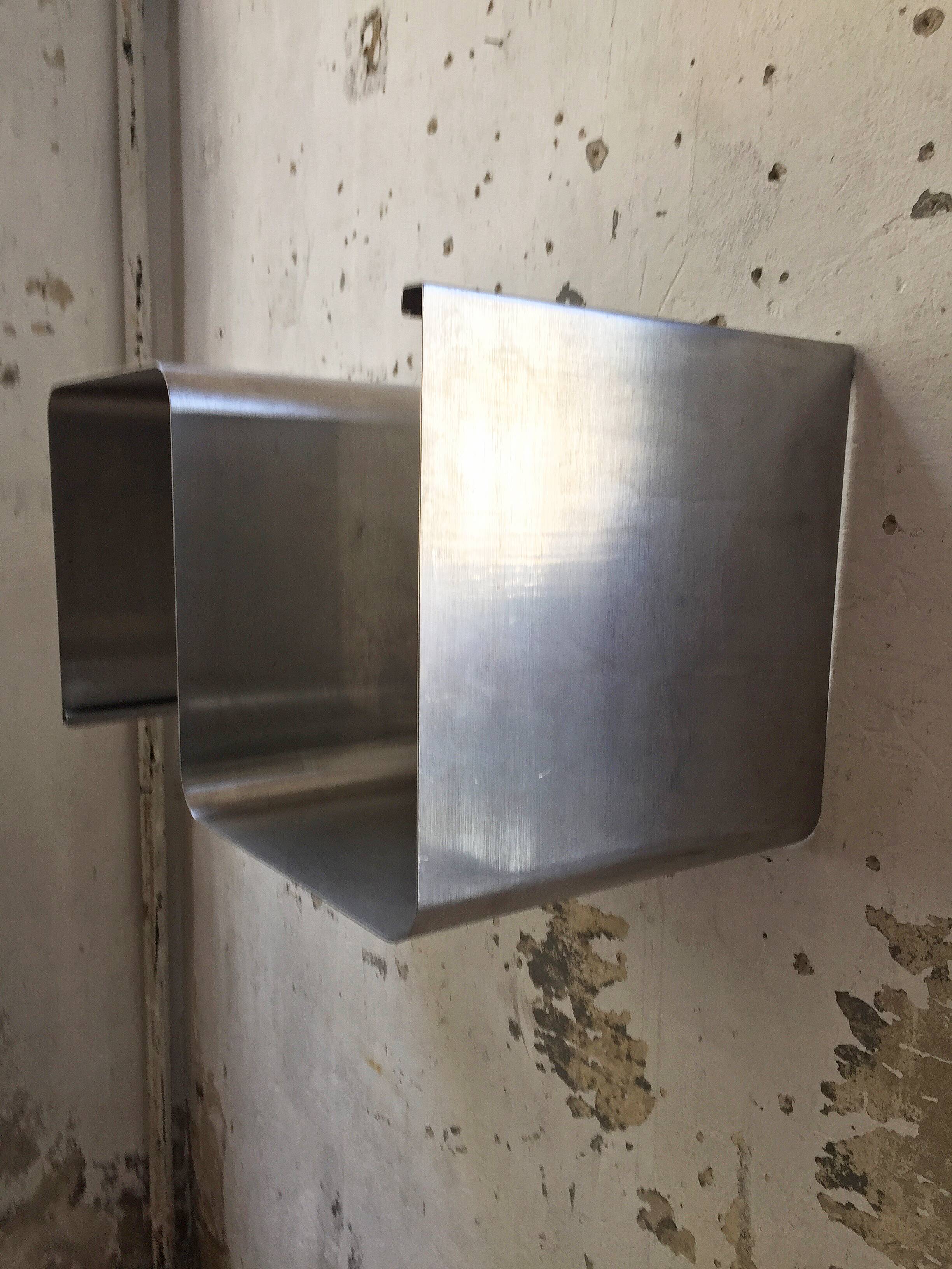 "Zig-zag" satin stainless steel shelf by Joelle Ferlande and François Monnet