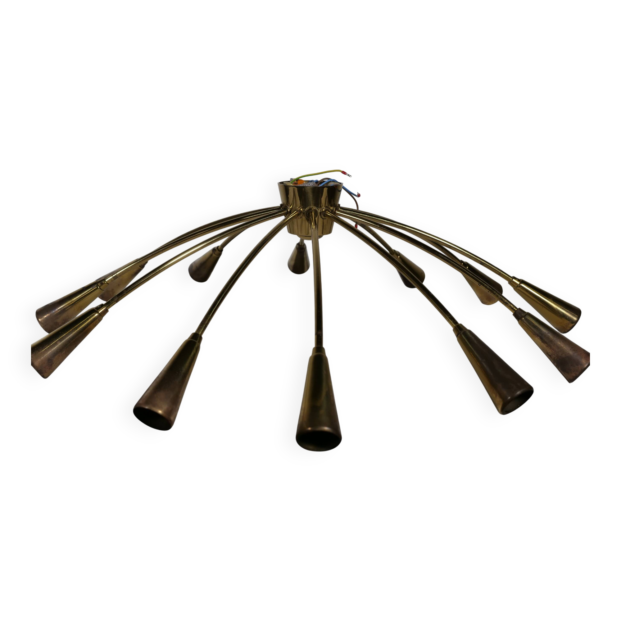 Gold Sputnik Spider 1950s 1960s Ceiling Lamp