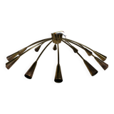 Gold Sputnik Spider 1950s 1960s Ceiling Lamp