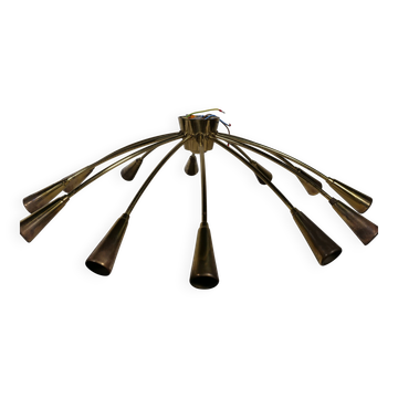 Gold Sputnik Spider 1950s 1960s Ceiling Lamp