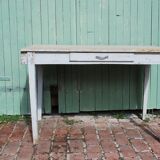 White farm table patinated