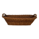 Vintage brown wicker baguette basket, elongated shape, with integrated handles.