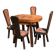Ensemble table et 4 chaises brutalisme chêne et cuir 1960