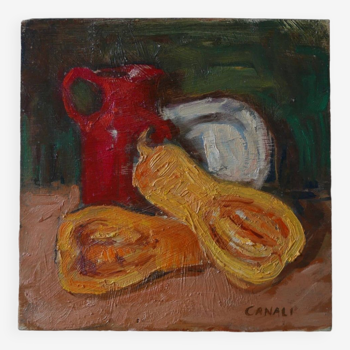 Still life, oil on wood