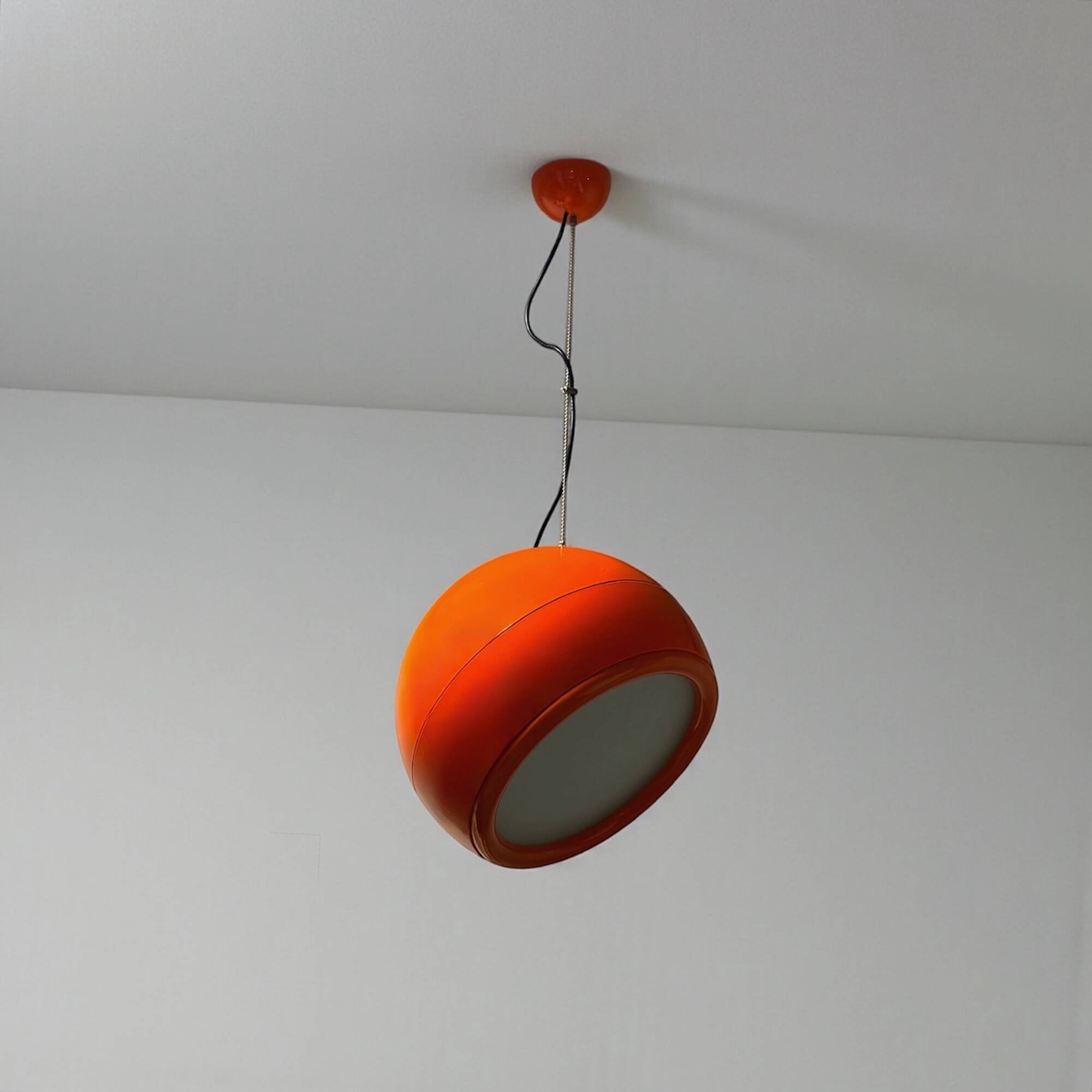 Orange Pallade Hanging Lamp by Artemide Space Age Design Icon