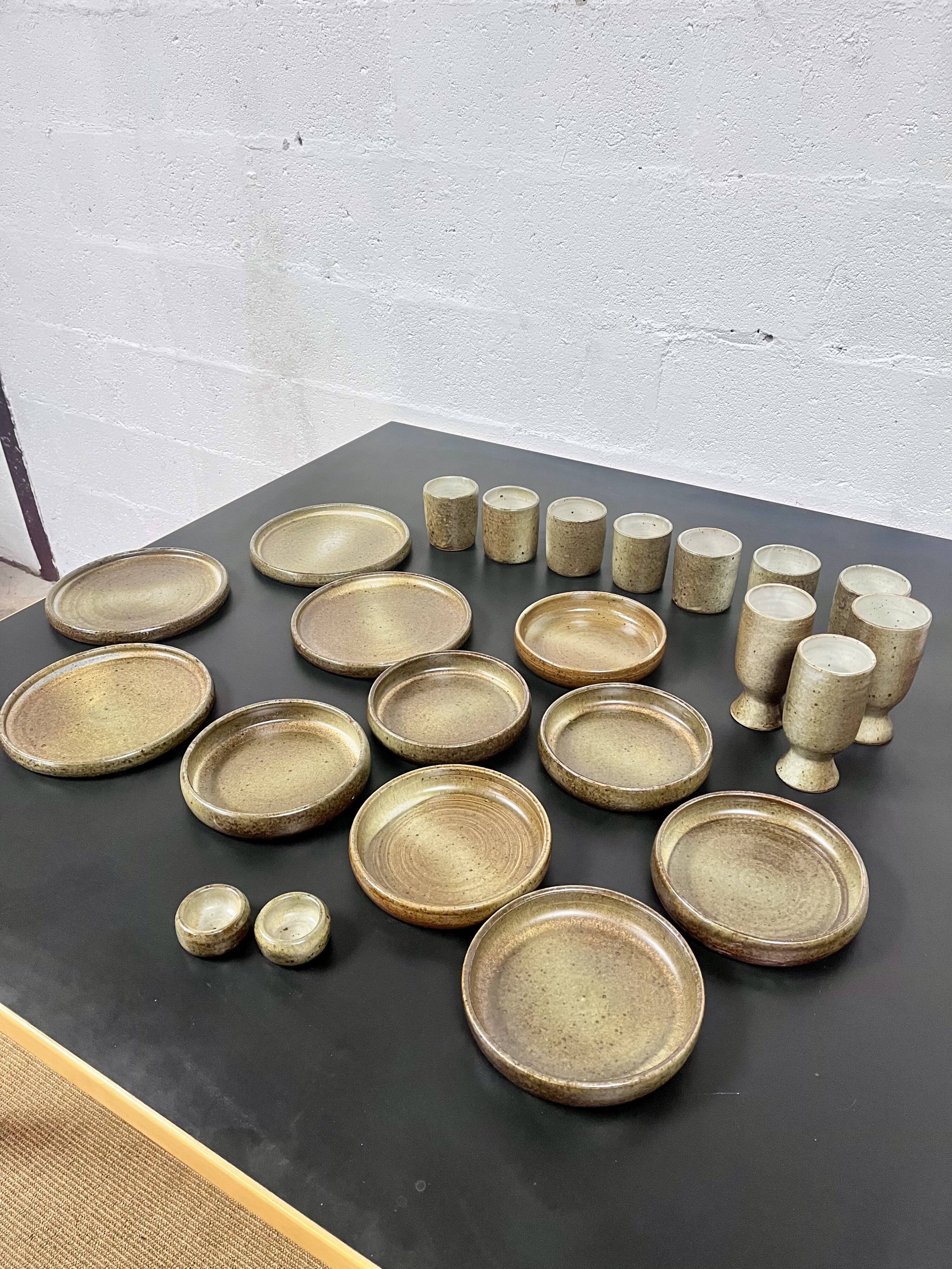 Pyrité stoneware dinner service, La Borne, 1970s