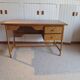 desk - wood-bamboo and woven wicker rattan - 2 drawers - large top - 80