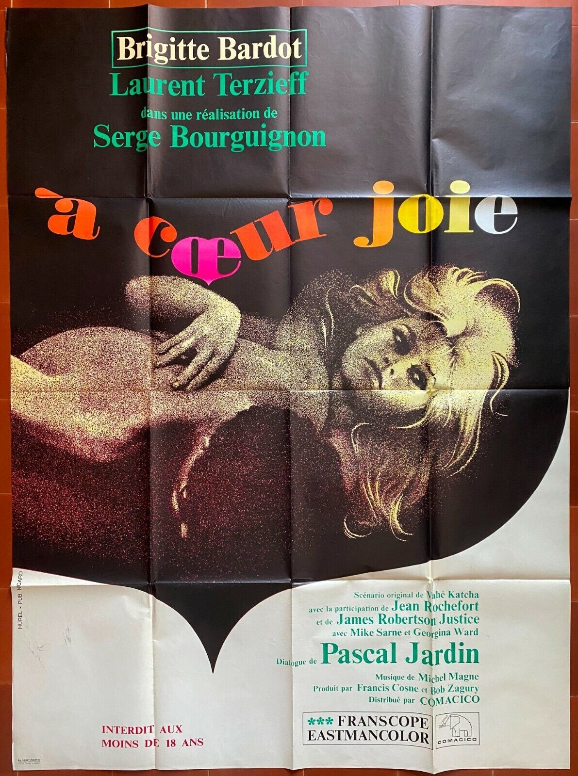 Poster "A coeur joie" Serge Bourguignon, Brigitte Bardot 120x160
