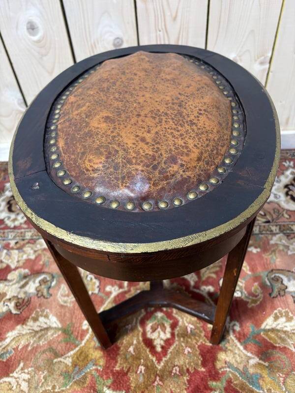 Tabouret de piano assise cuir art déco