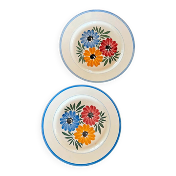 Assiettes HBCM Montereau, modèle Yvonne, 22,5 cm (le duo)