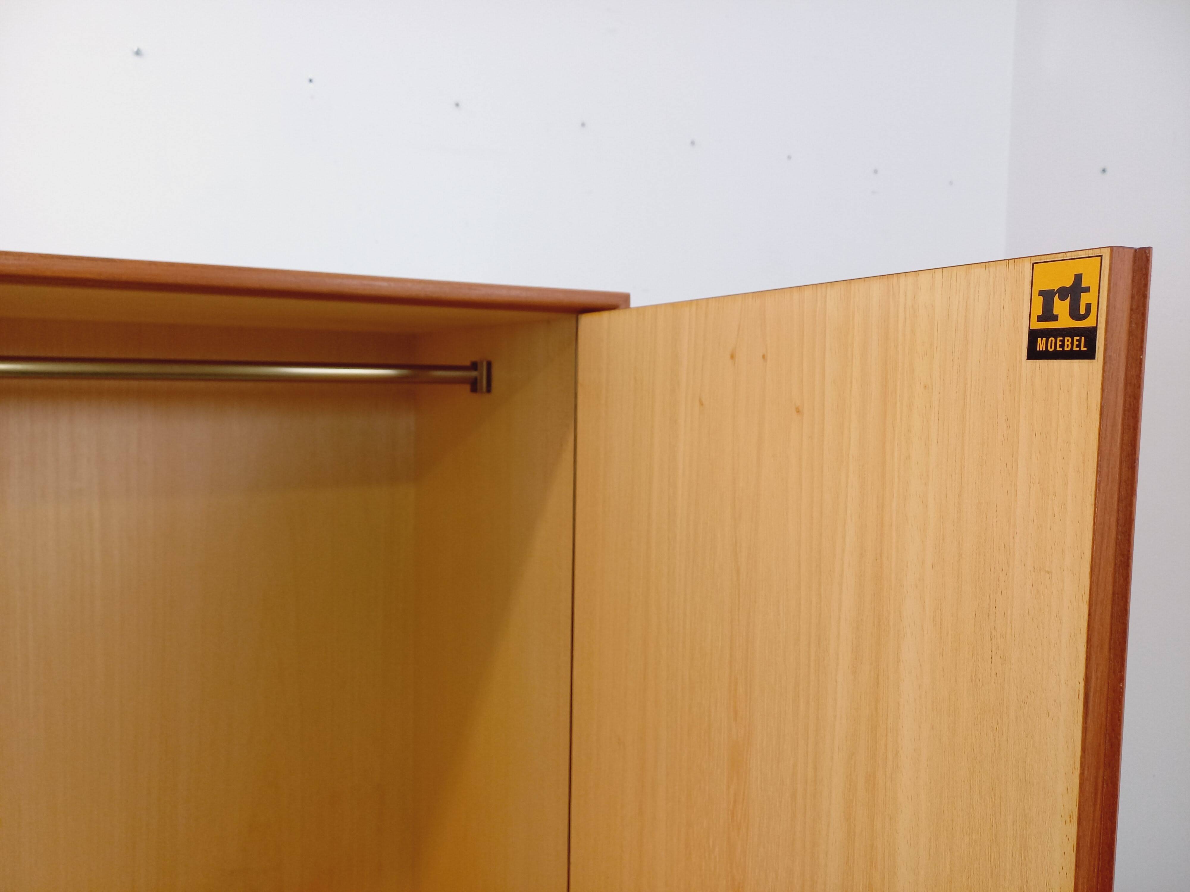 Vintage Scandinavian modernist wardrobe in teak and metal from the 1960s.