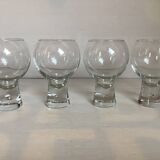 Four large bubble-style glasses by Kosta Boda.