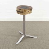 Vintage stool or side table in birch and steel