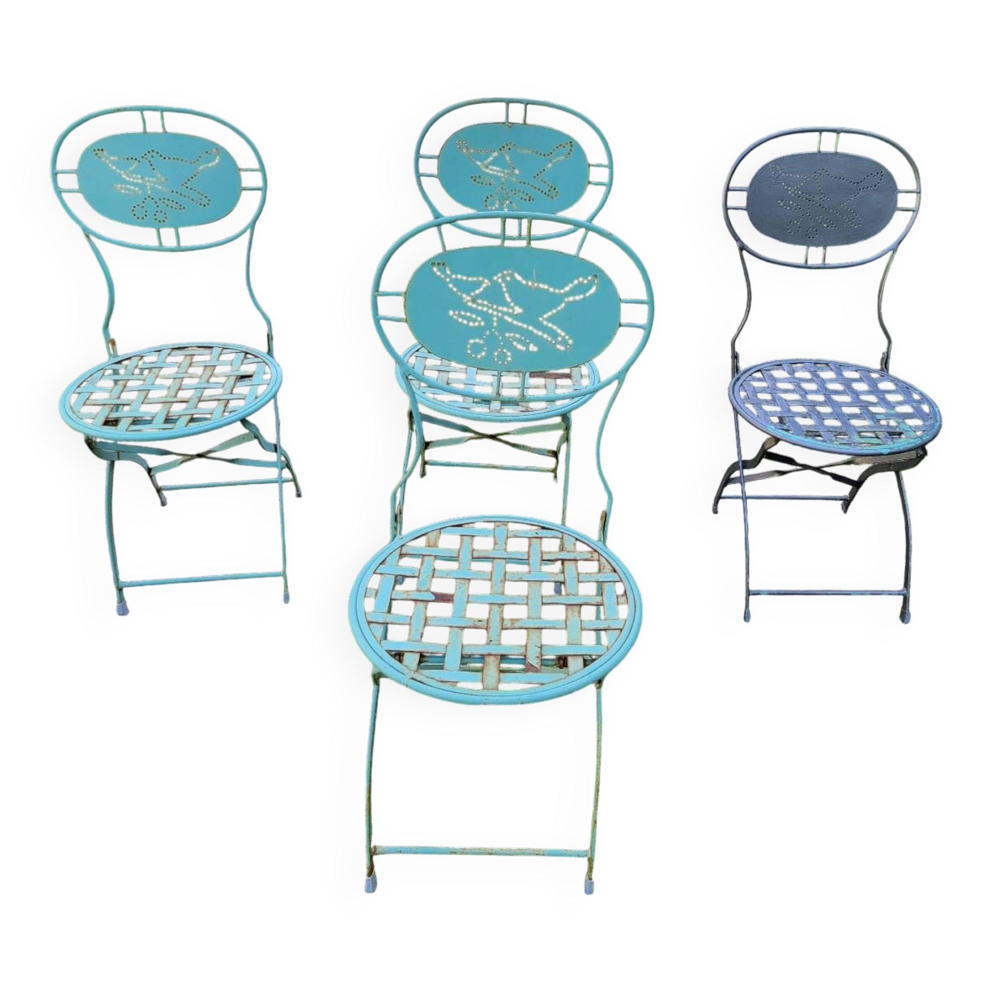 Wrought iron folding garden chairs