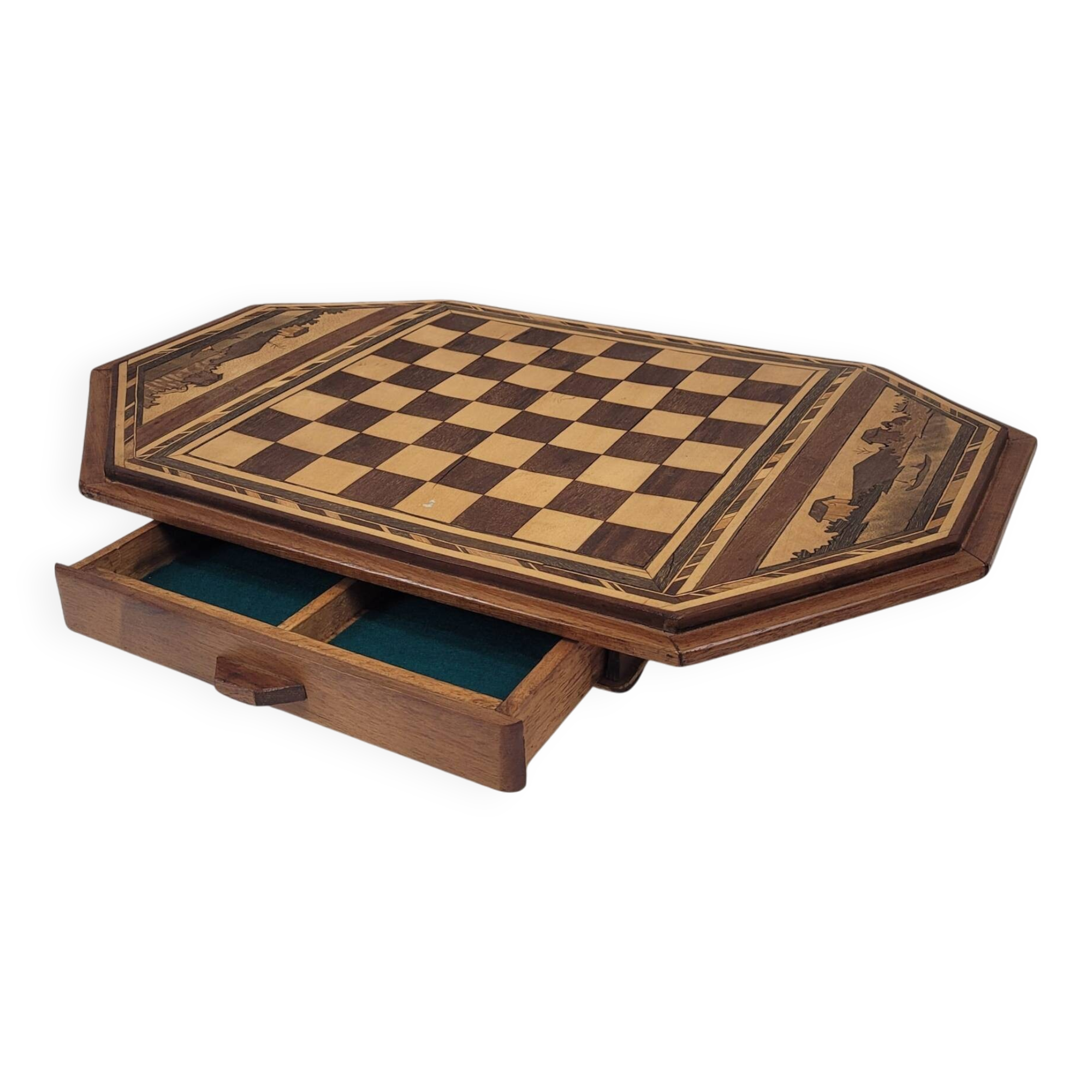 Game of ajedrez, madera tallada, Arts & Crafts, circa 1900 - Inglaterra