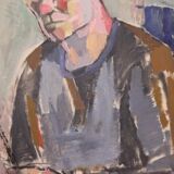 Original XL Swedish oil on canvas – portrait by Pär Thorell – dated 1955 – vintage & framed – 93 × 76 cm