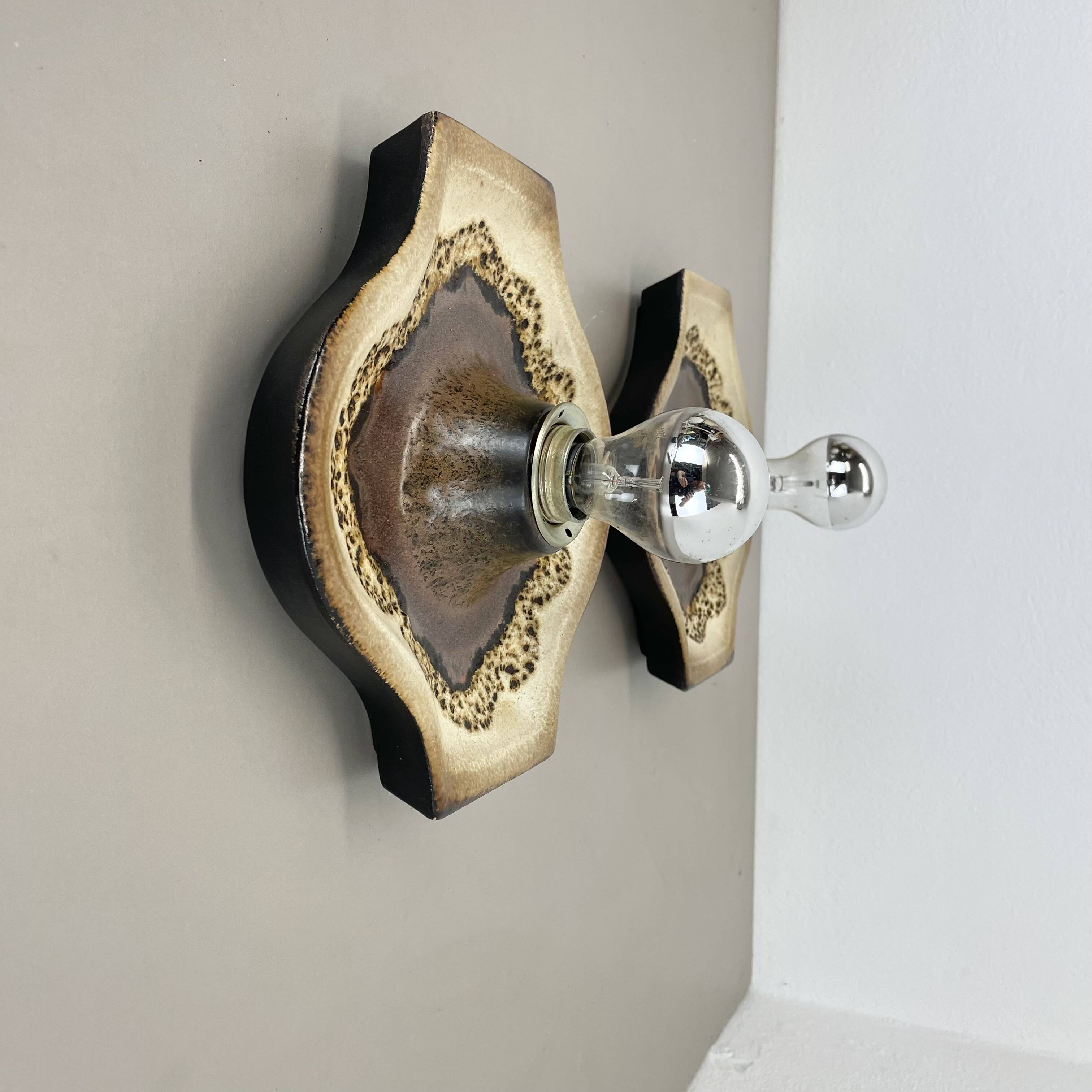 Set of Two POP ART Ceramic Fat Lava Wall Lights by ARO Lights Germany 1970s