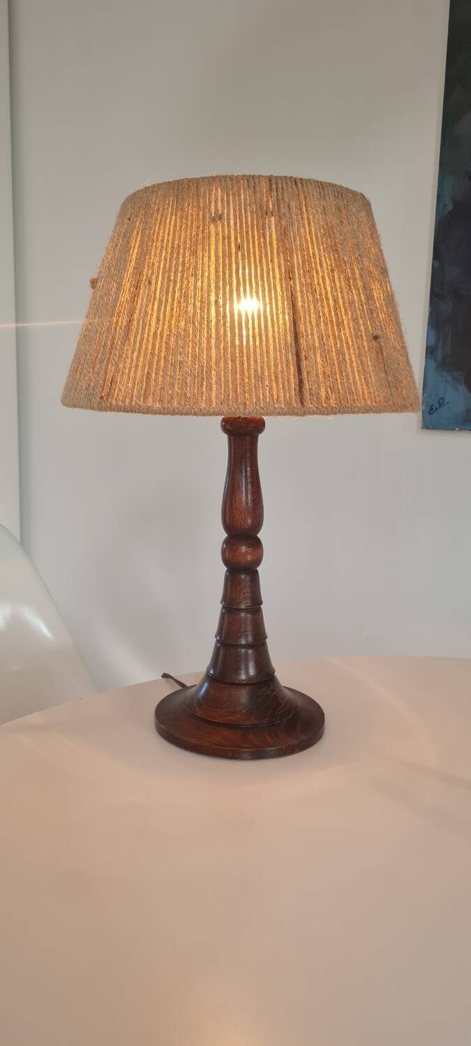 Turned wood lamp circa 1950