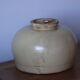 Ball vase in pale yellow glazed sandstone