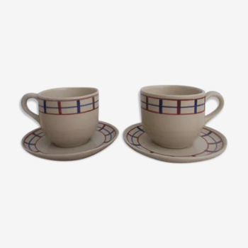 Set of 2 Basque stoneware lunch cups