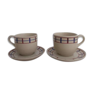 Set of 2 Basque stoneware lunch cups