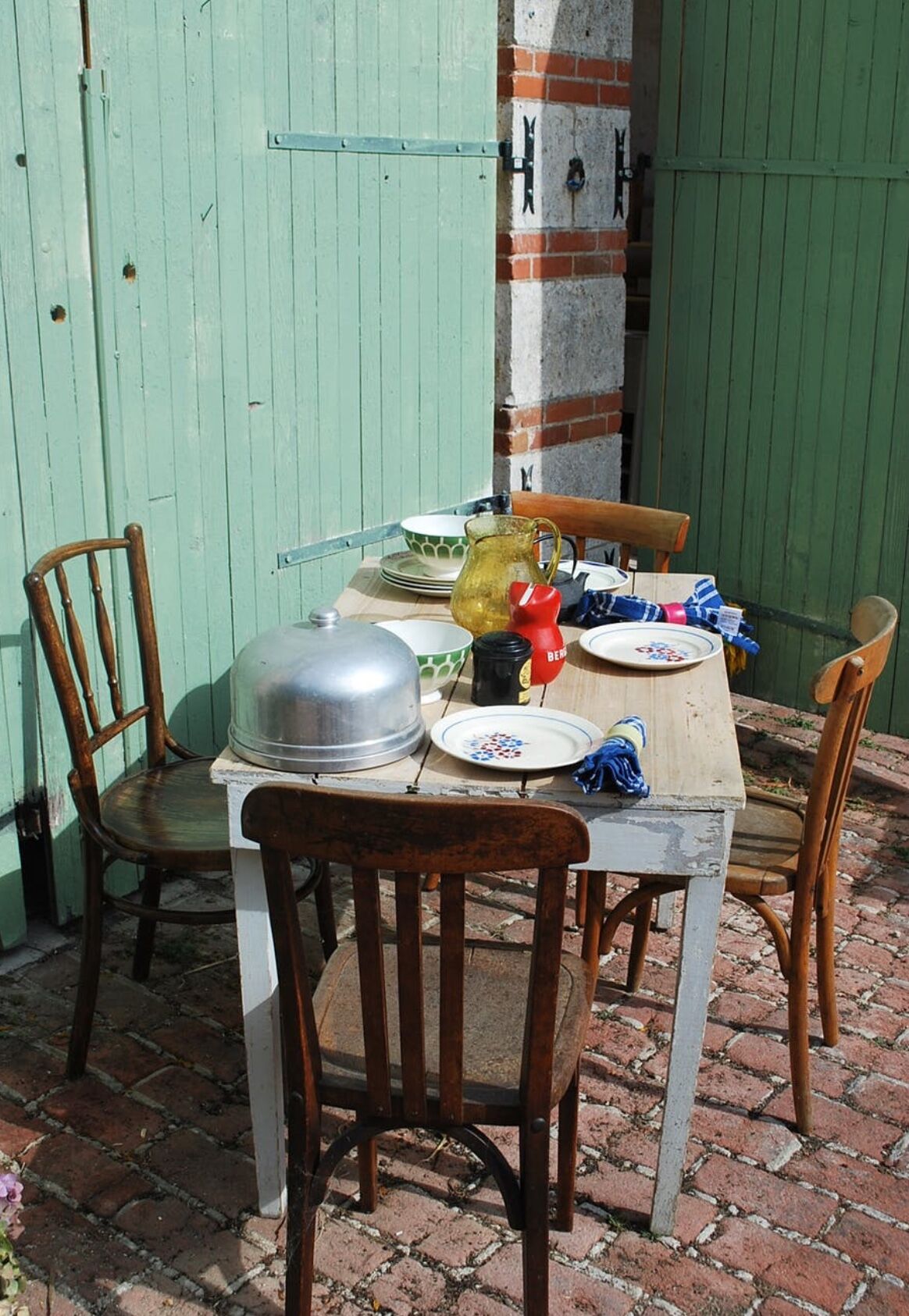 White farm table patinated