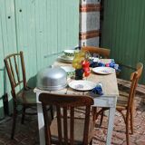 White farm table patinated