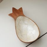 Empty cup pocket wood and mother-of-pearl pineapple shape