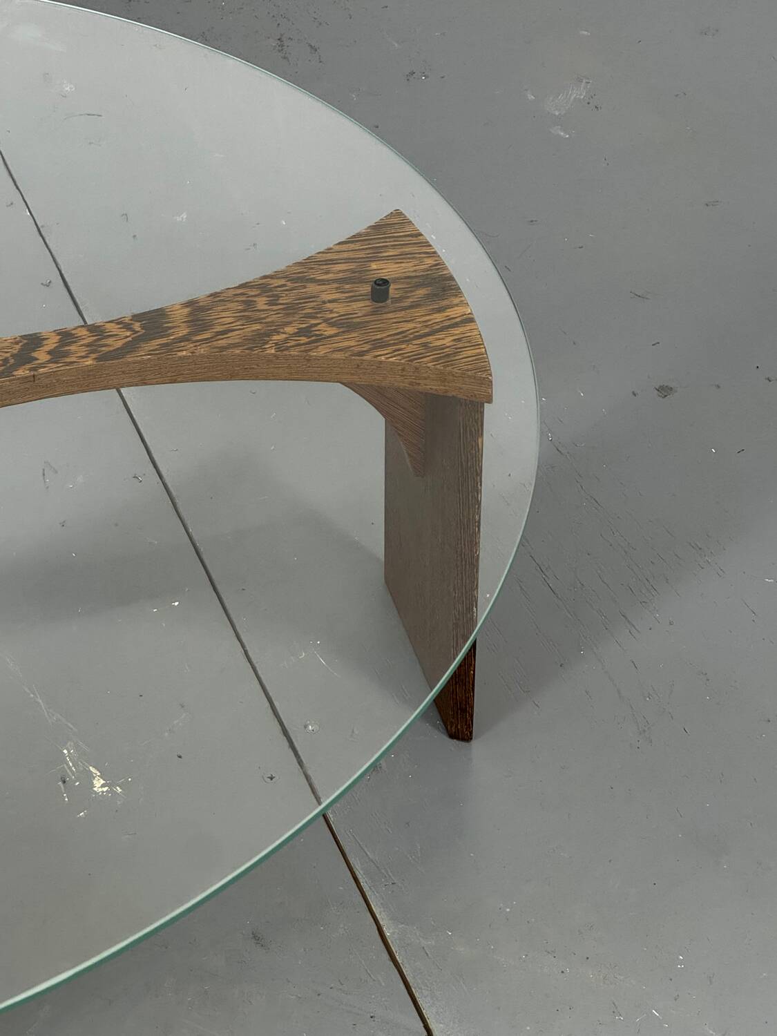 Mid-Century Modernist Wenge and Glass Round Coffee Table, 1970s