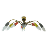 Plafonnier Spoutnik Spider à 9 lumières, milieu du siècle, années 1950, laiton et métal