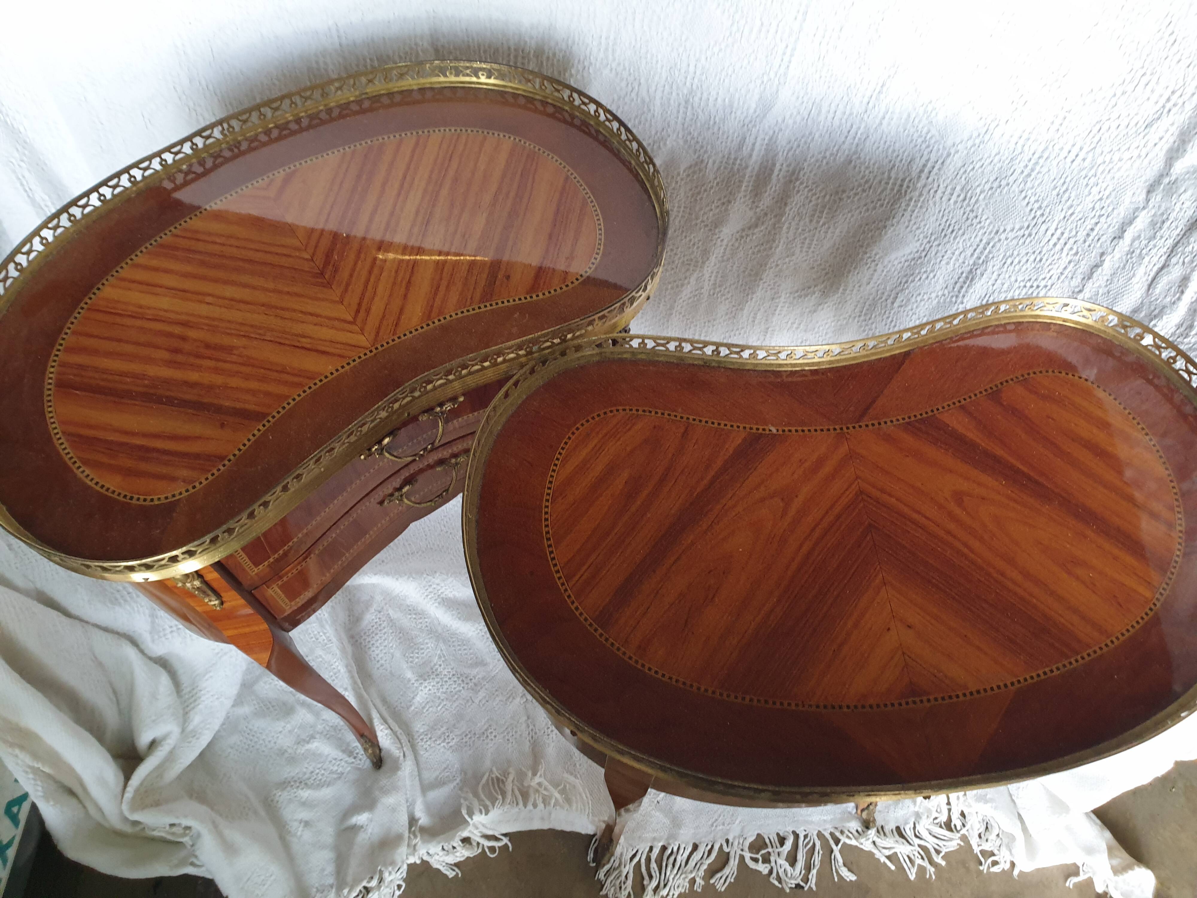 Pair of bedside tables "bean" style louis XV marked