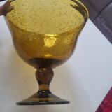 Blown glass bubbled glassware from BIOT from the 70s 
large cut