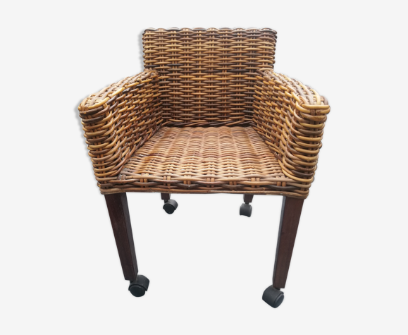 Chaise d'enfant en osier et rotin