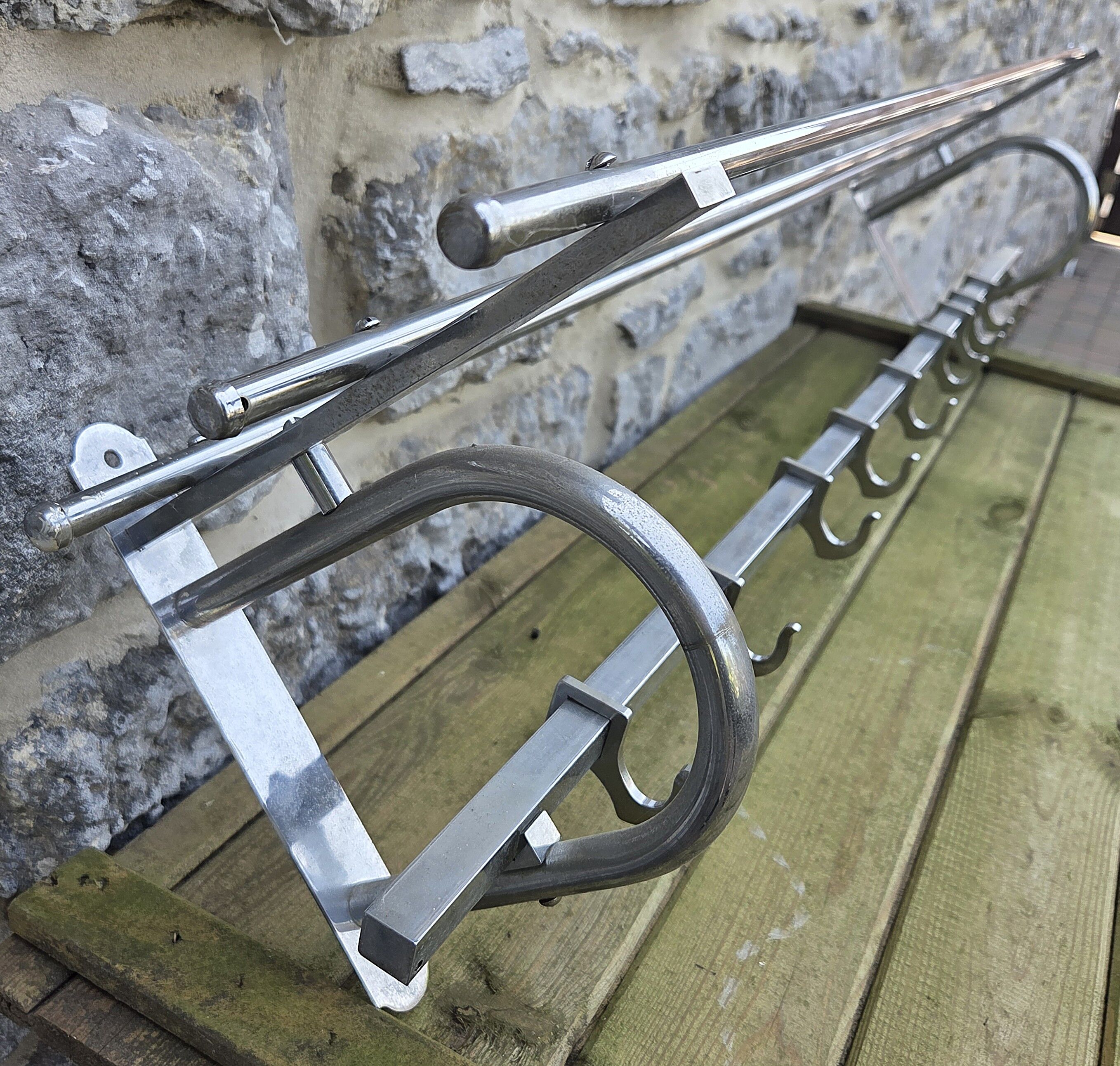 Chrome Art Deco wall coat rack