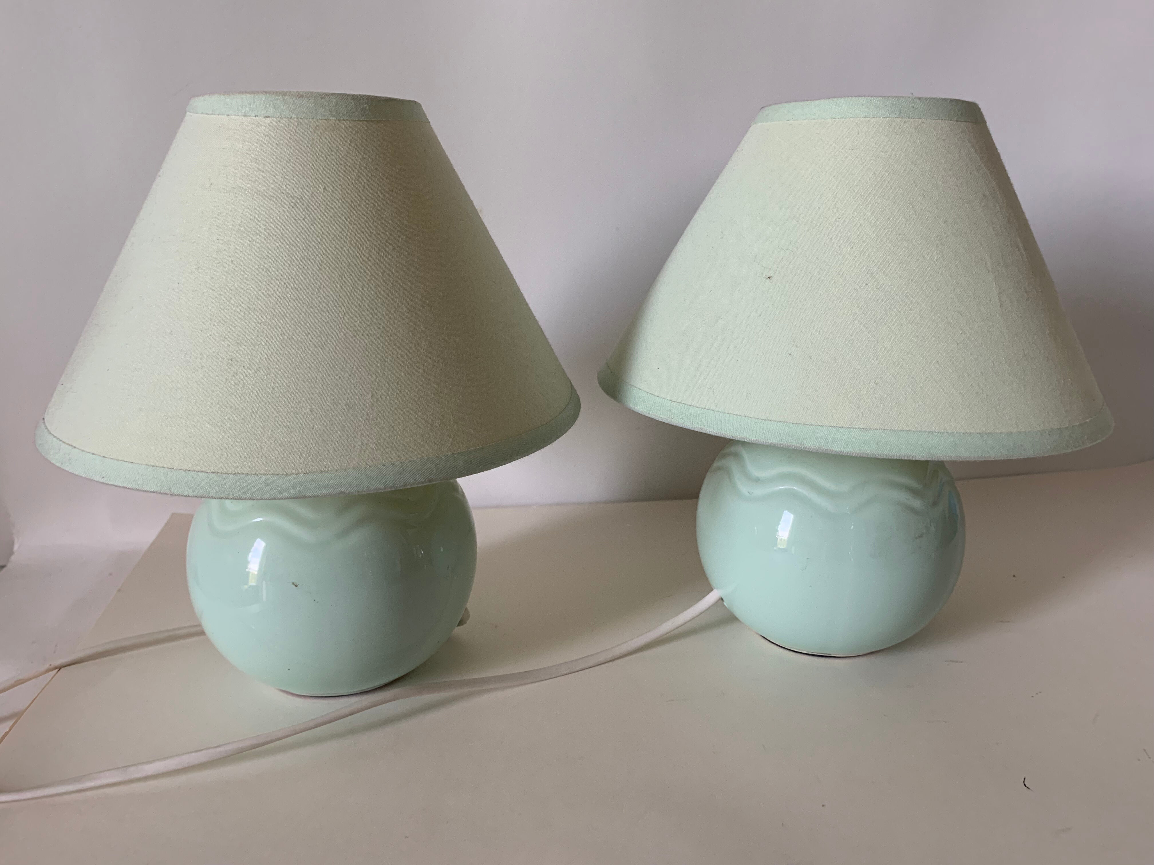 Pair of vintage water green lamps