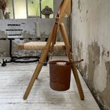 Beech and straw folding chair from the 80s