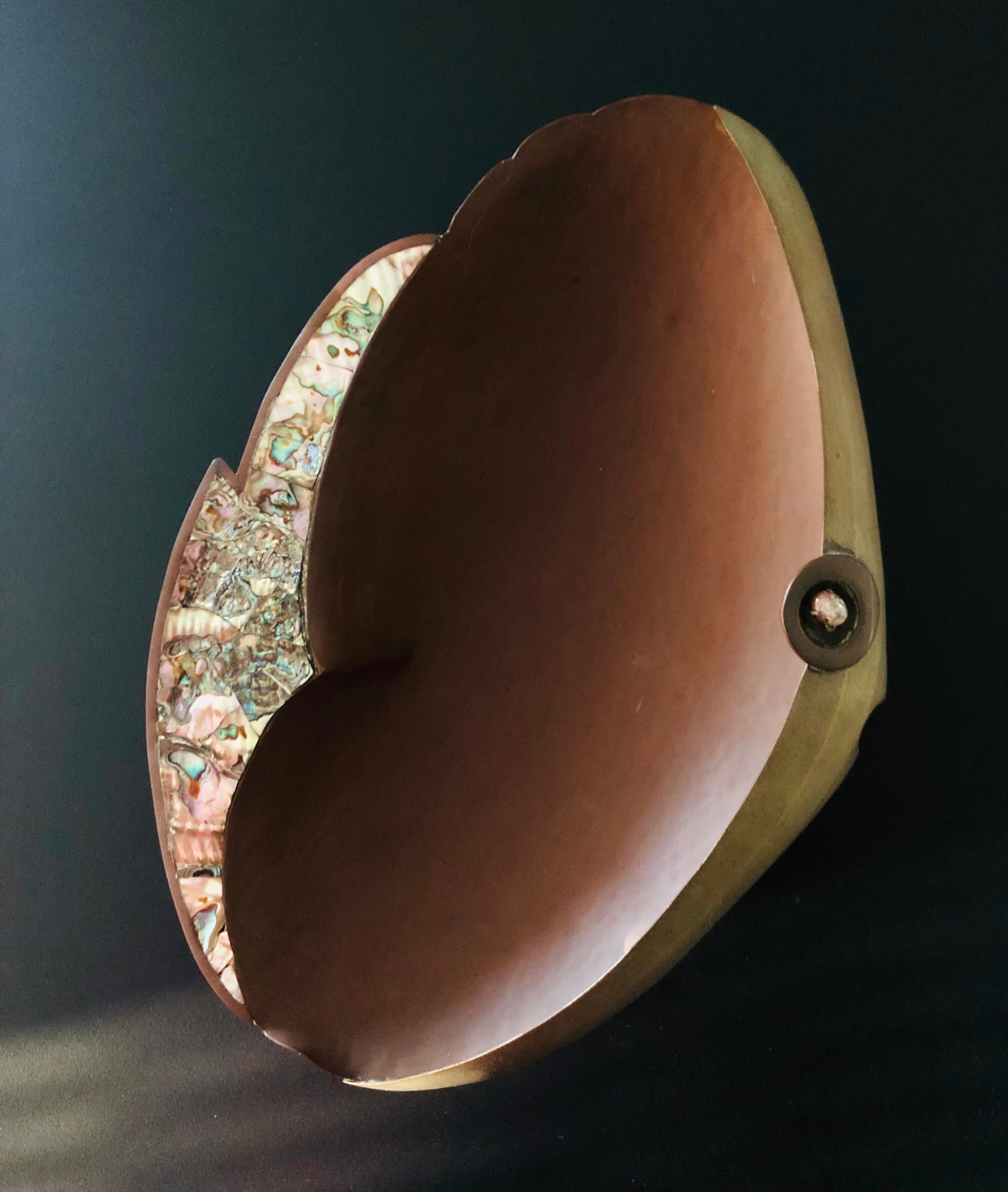 "Fish" cut in copper and mother-of-pearl by G. Espinosa, Mexico 60s