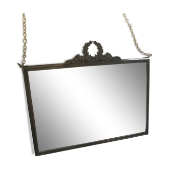 Small brass mirror with chain 29x25cm